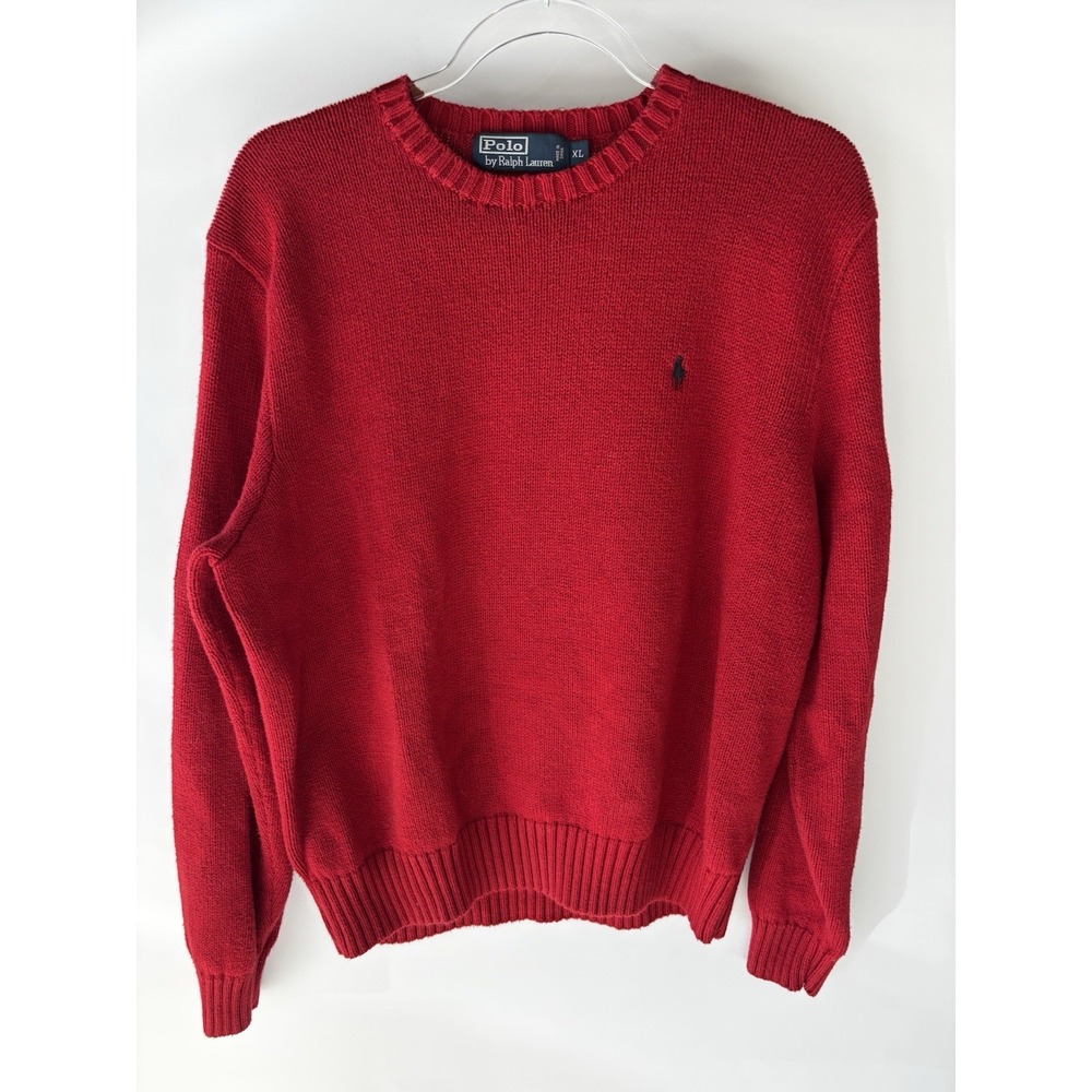 Polo Ralph Lauren Cable Knit Sweater Extra Large XL Red Pony